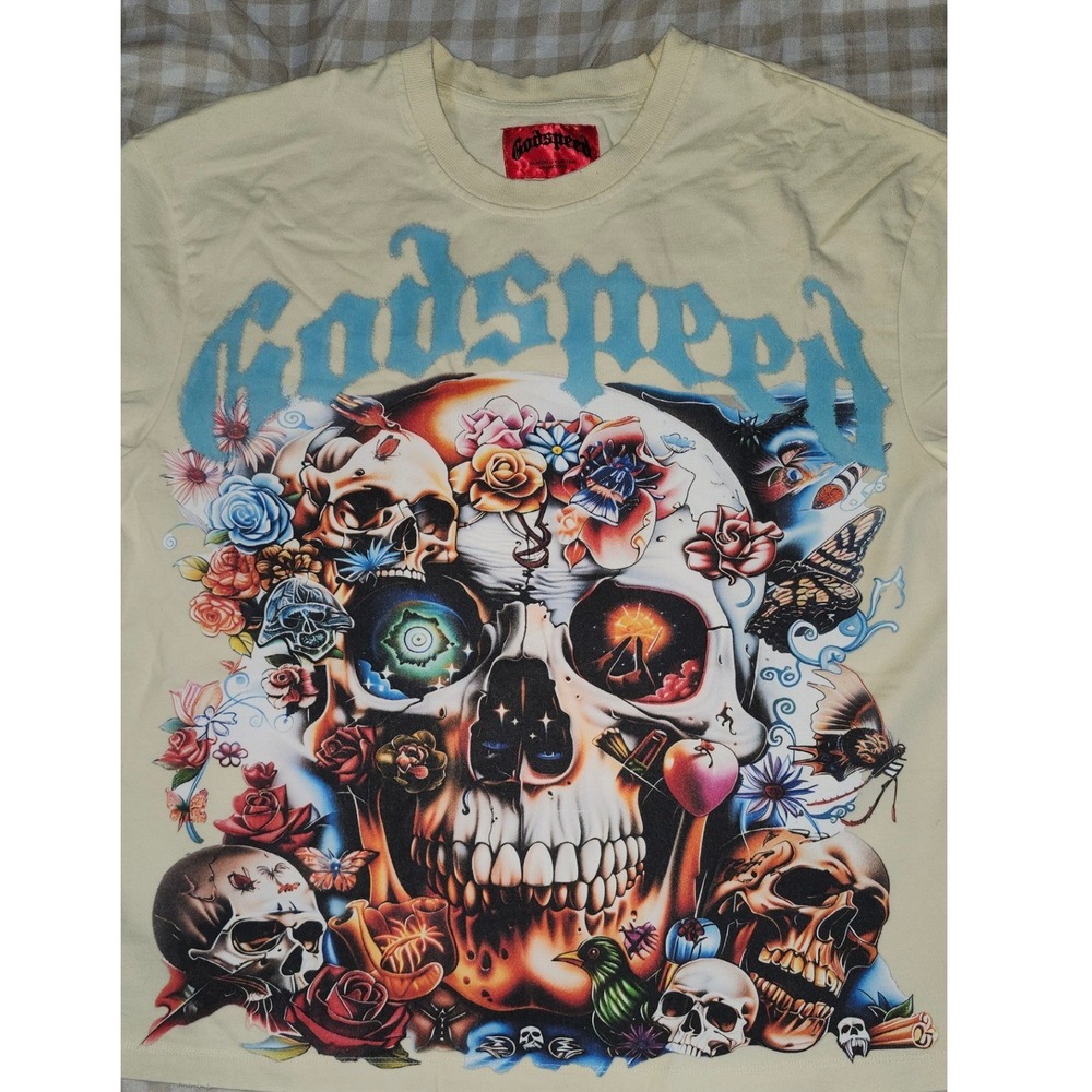Godspeed Mainline Collection 2094 Archives Mens XL Graphic‎ T Shirt Skull Roses